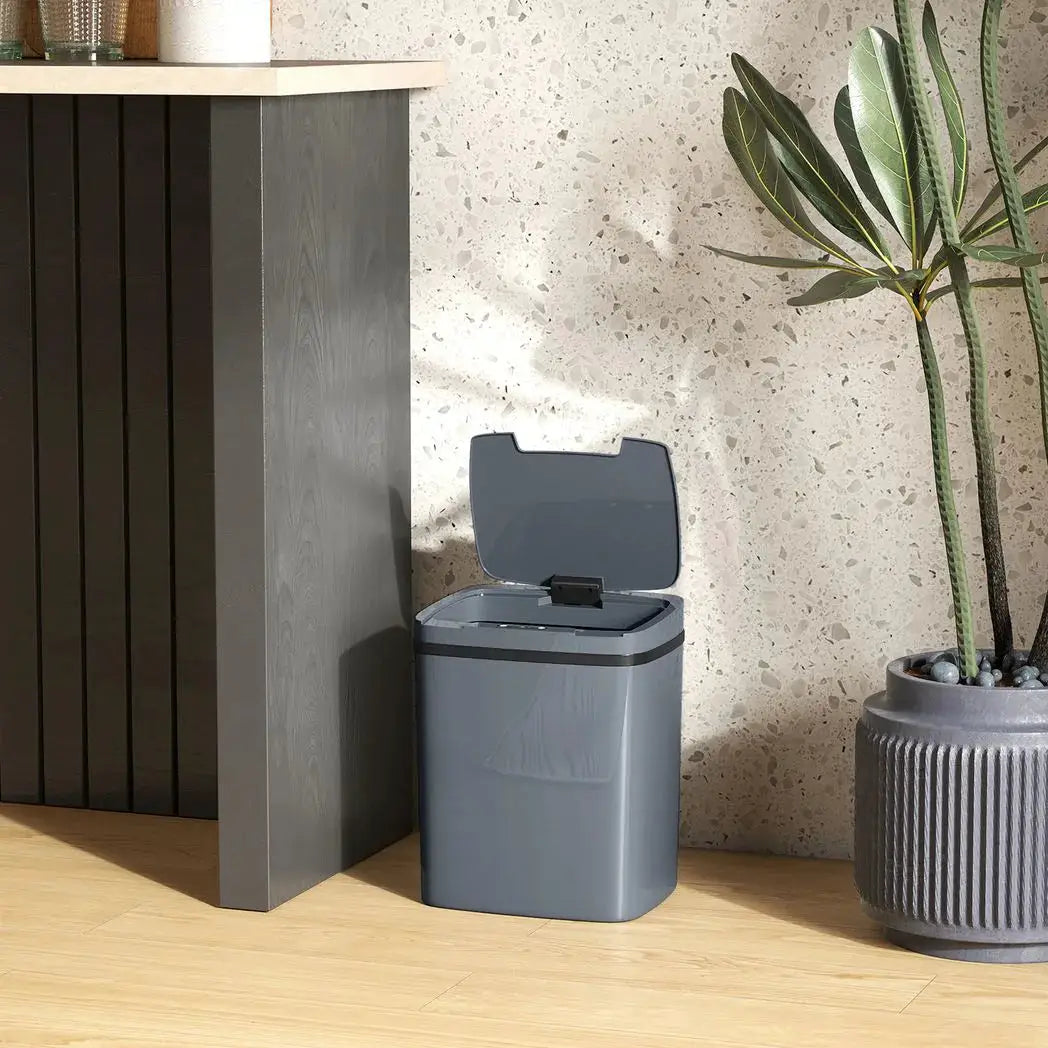 HOMCOM 15L Sensor Bin, Automatic Touchless Kitchen Bin, Easy Clean, Battery Operated for Home Office, Bedroom, Bathroom, Grey - from HOMCOM