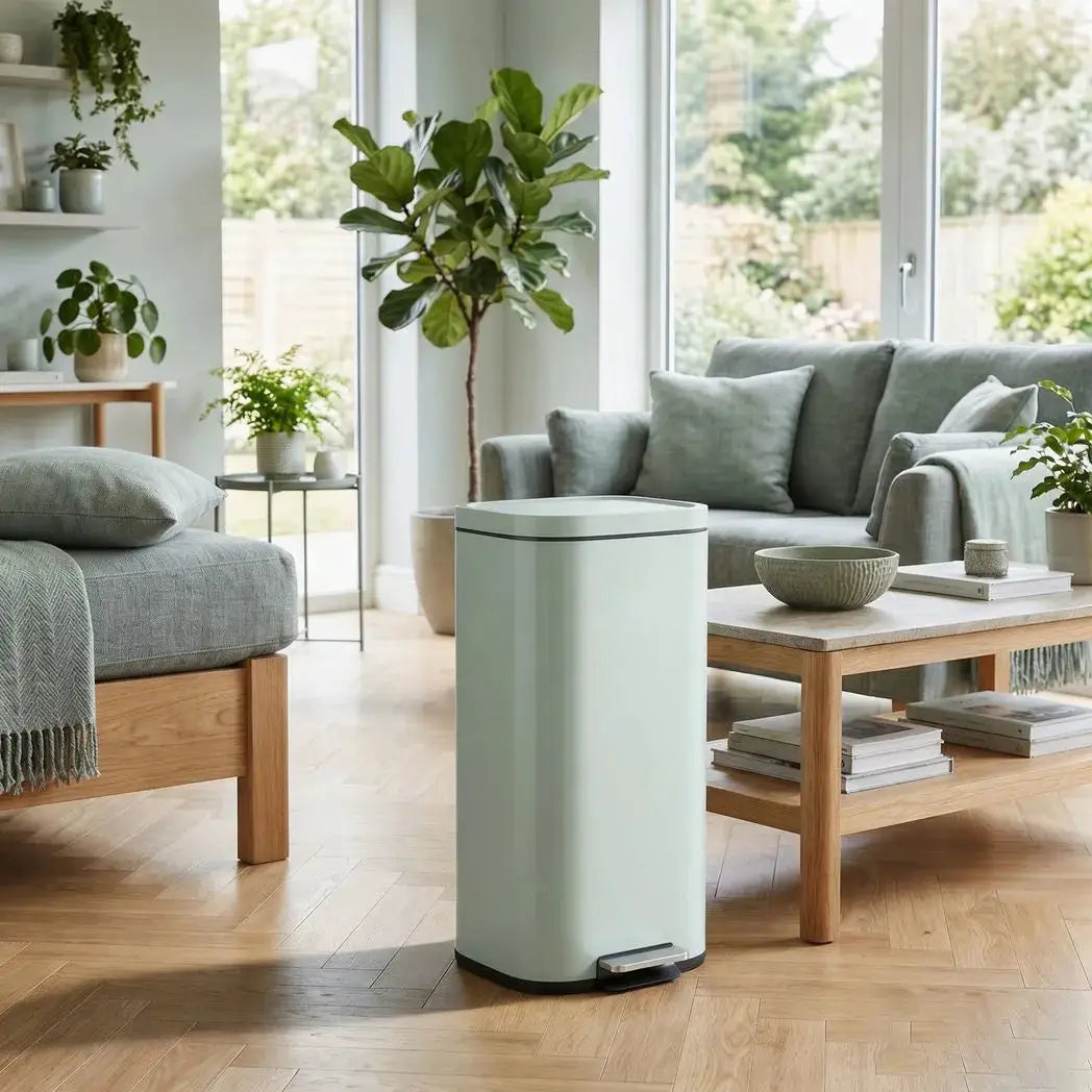 HOMCOM 30L Kitchen Bin, Compact Pedal Bin with Soft-Close and Stay-Open Lid, Removable Bucket for Kitchen, Home, Office, Green - from HOMCOM