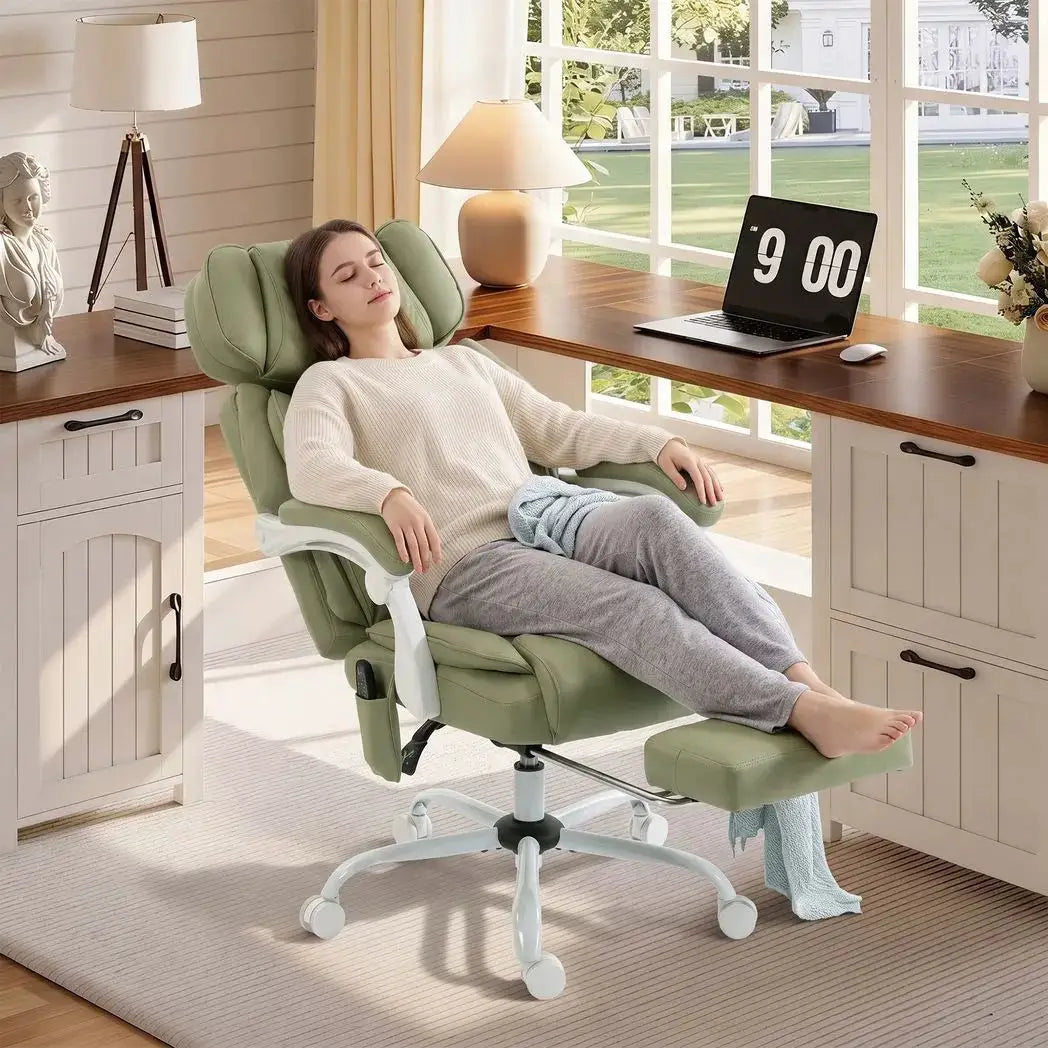 HOMCOM High Back Vibration Massage Office Chair Heated Reclining Computer Chair w/ Adjustable Height, Swivel Wheels, Lime Green - from HOMCOM