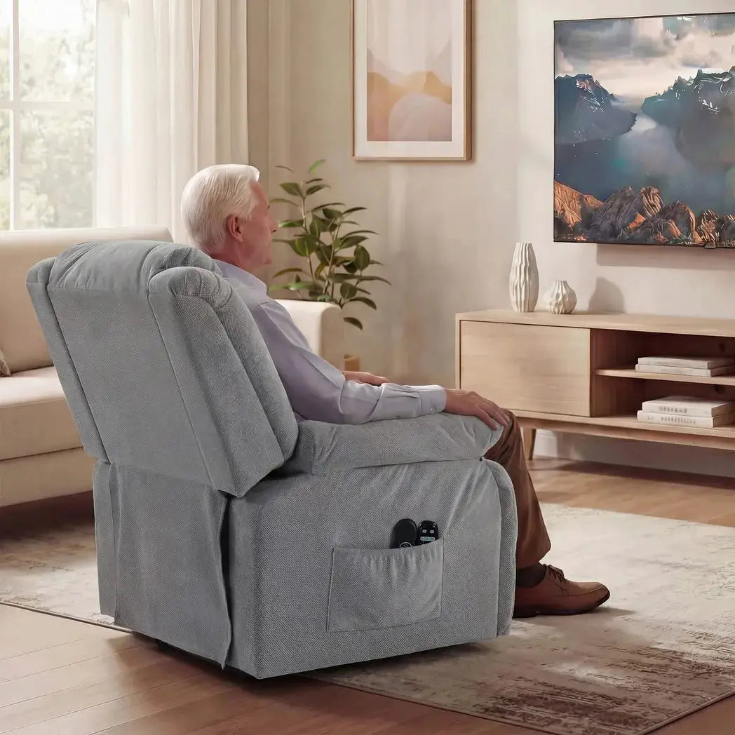 HOMCOM Recliner Armchair Lift Chair, Electric Recliner Chair with Vibration Massage and Heat, Wide Seat, USB Port, Light Grey - from HOMCOM
