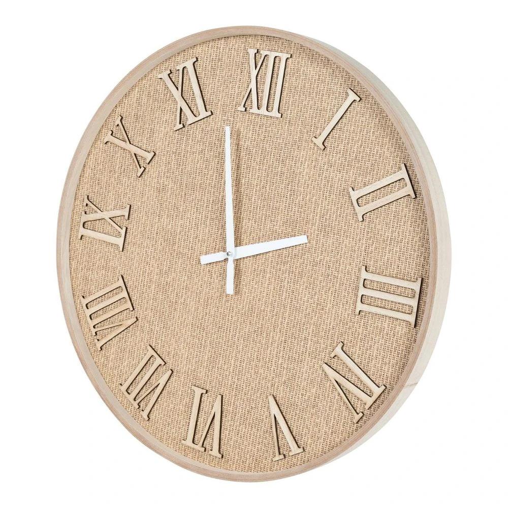 Serenity Hessian Woven Wall Clock 50cm - Clock from gekofaire