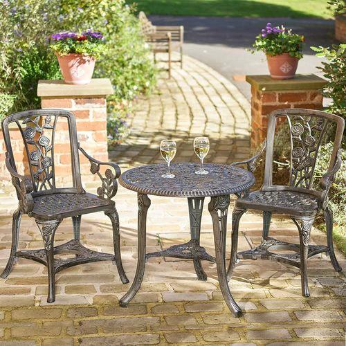 Rose Armchair Bistro Set - Grey by Greenhurst