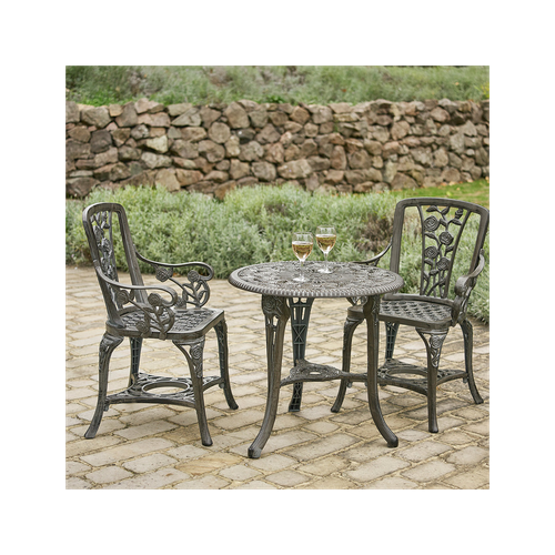 Greenhurst Rose Armchair Bistro Set - Grey - Bistro Sets