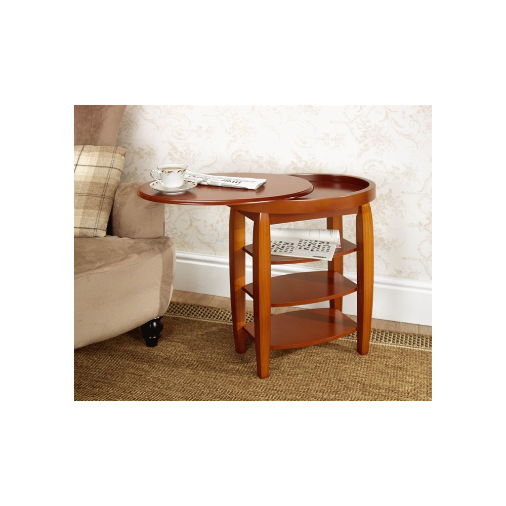Greenhurst Swivel Top Side Table - Lt Oak - Coffee Tables Coffee Table