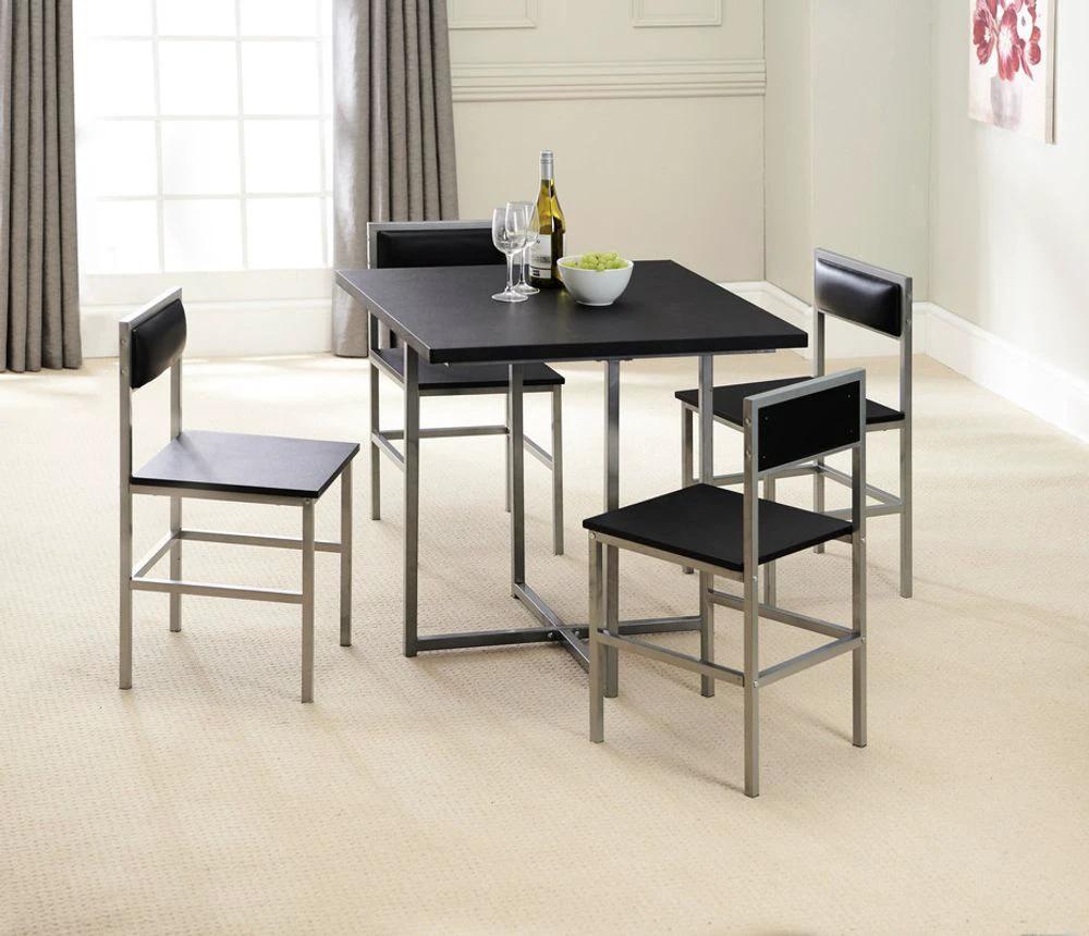 4 Chair Dining Set Black/Silver by Greenhurst