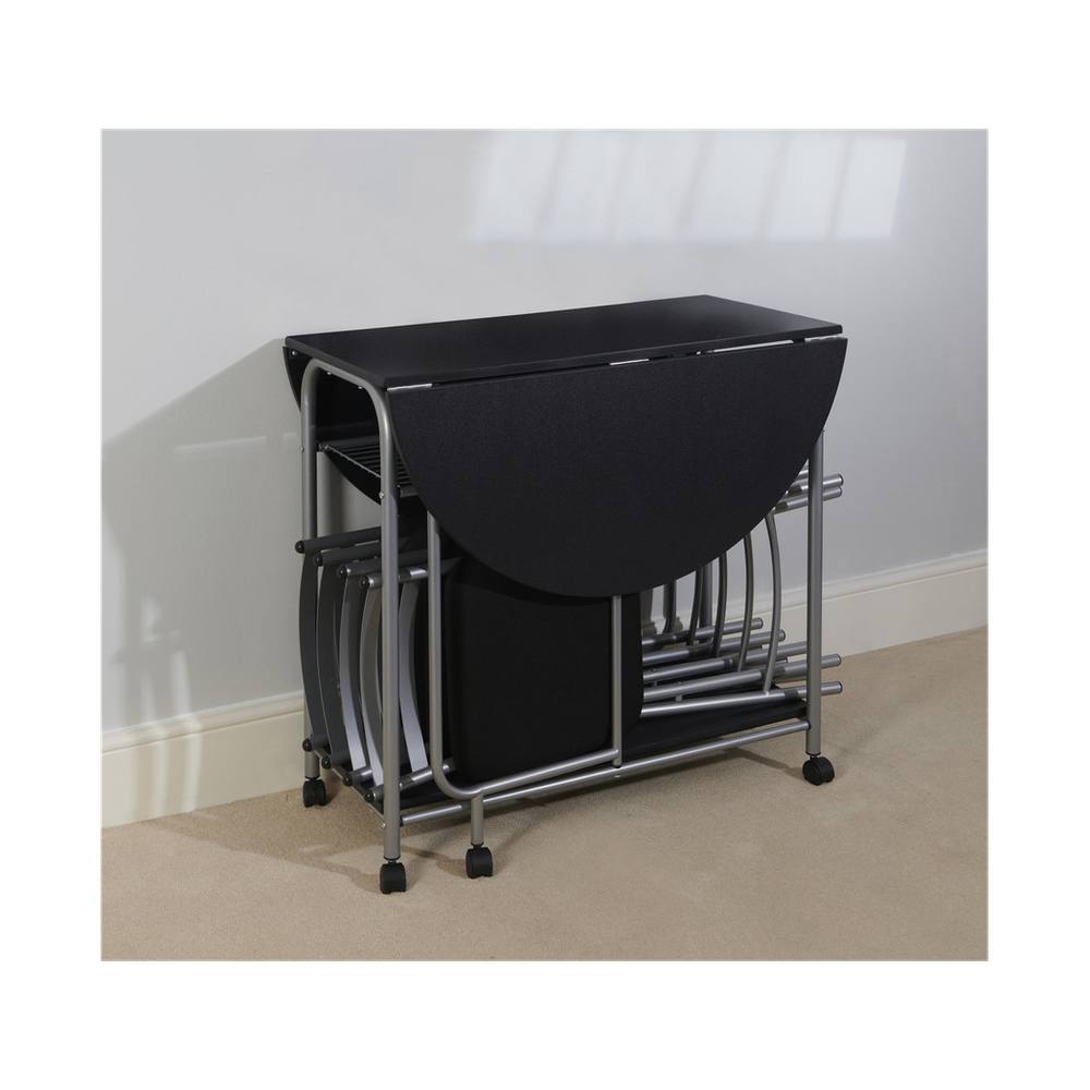 Greenhurst Stowaway 4 seat dining set - black / silver - L115 x D84 x H80cm - Uncategorized Dining Set