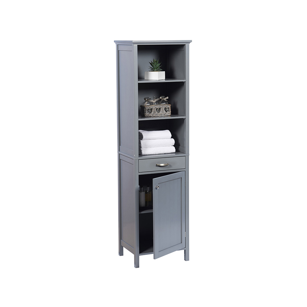 Greenhurst Tall Storage Cabinet - Grey MDF & Timber - Uncategorized Display Cabinet