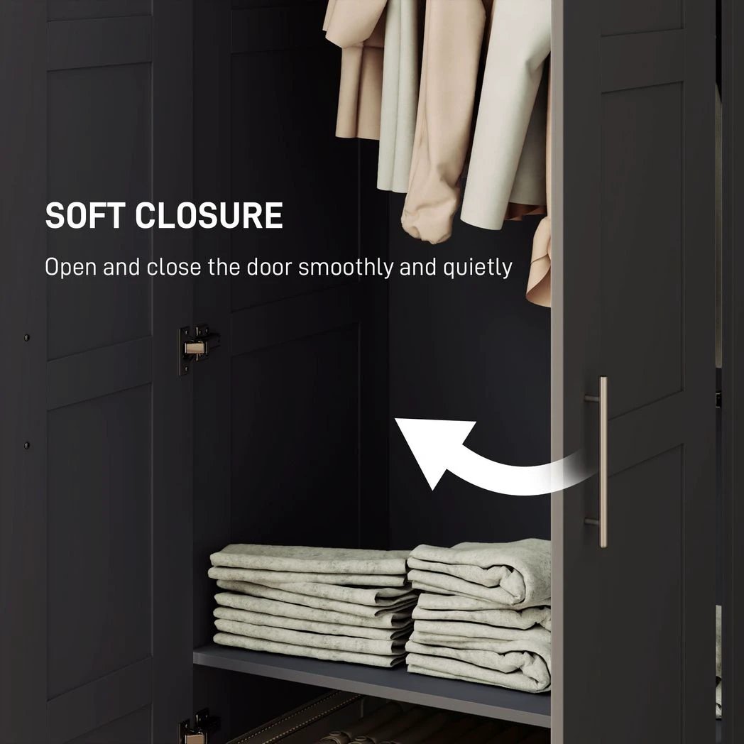 HOMCOM Wardrobe for Bedroom, Double Wardrobe with Hanging Rail by HOMCOM