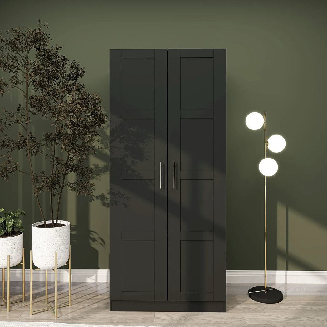 HOMCOM Wardrobe for Bedroom, Double Wardrobe with Hanging Rail by HOMCOM