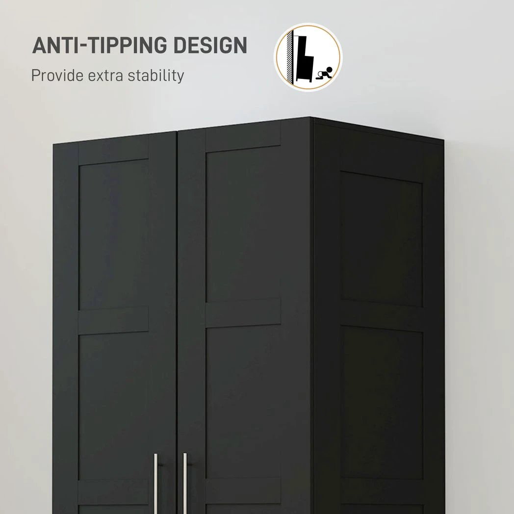 HOMCOM Wardrobe for Bedroom, Double Wardrobe with Hanging Rail by HOMCOM
