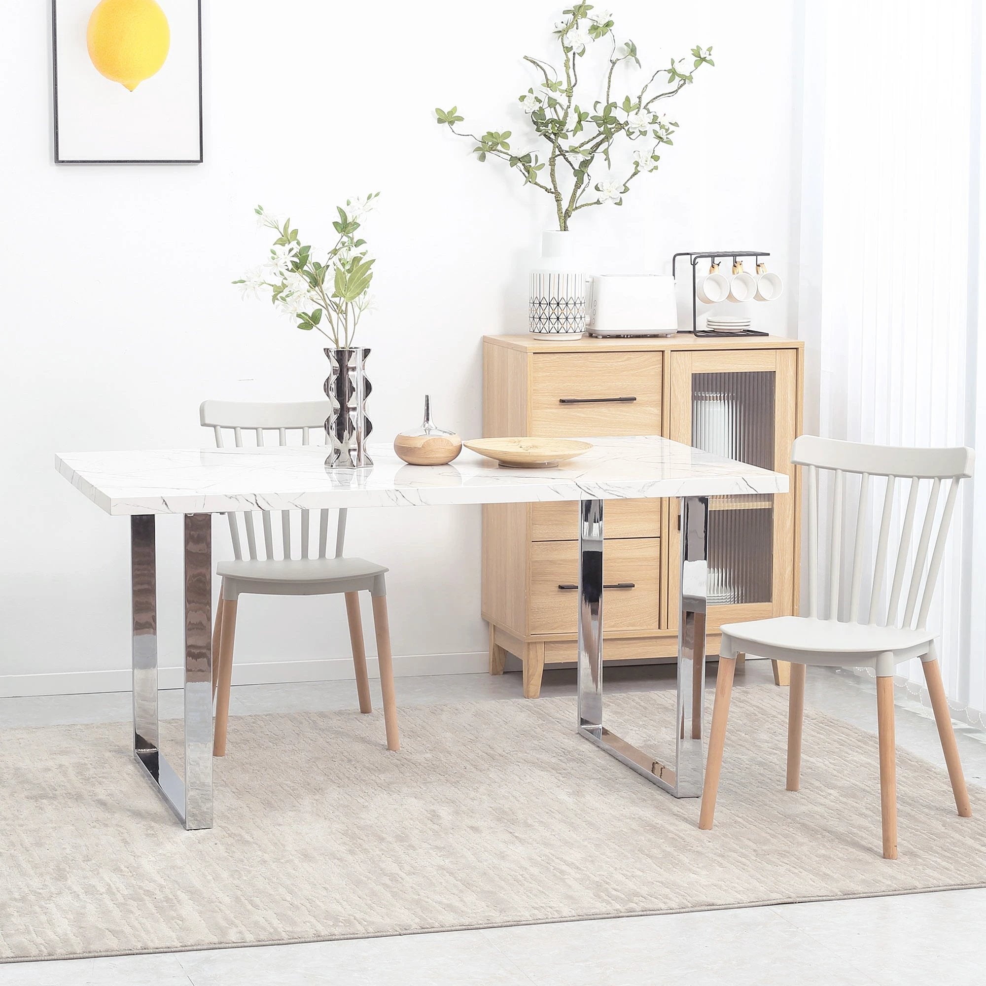 HOMCOM 160 cm Rectangular Dining Table Kitchen Table for 6-8 People - Dining Table