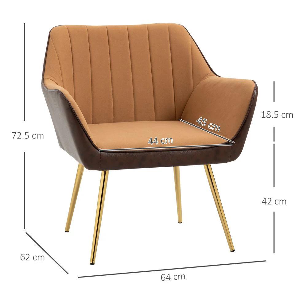 Accent Chairs Velvet Armchairs for Living Room and Bedroom Light Brown by HOMCOM