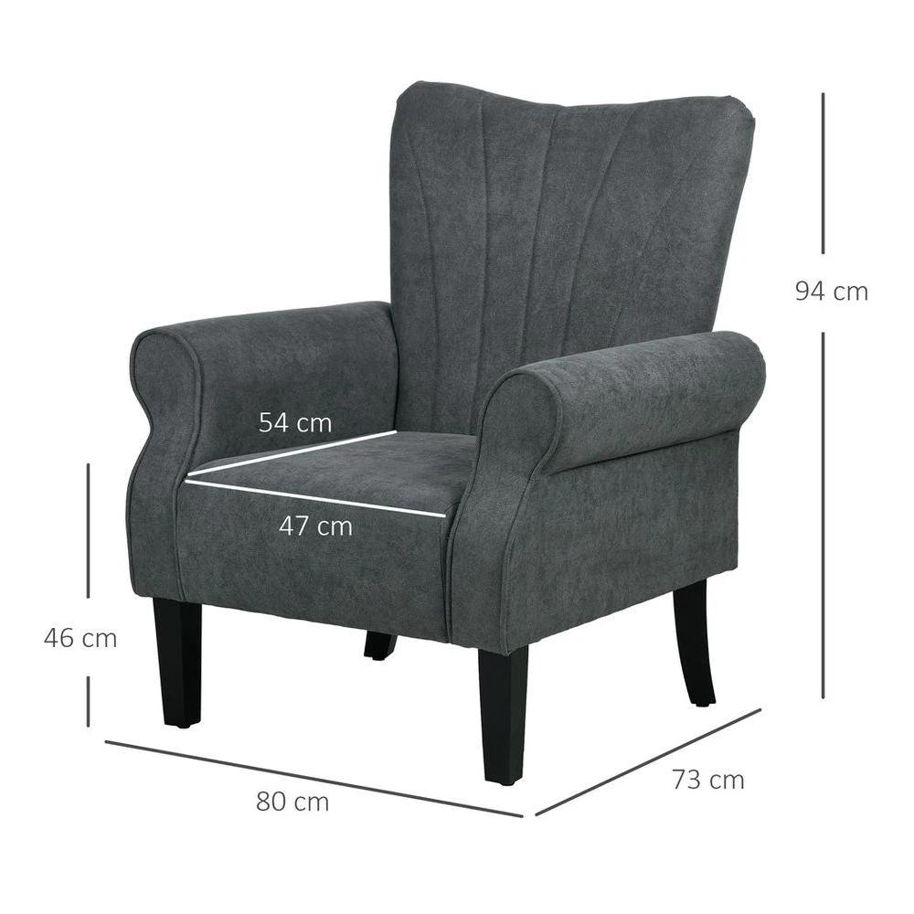 Armchair, Upholstered Modern Accent Chair with Wood Legs, Grey by HOMCOM