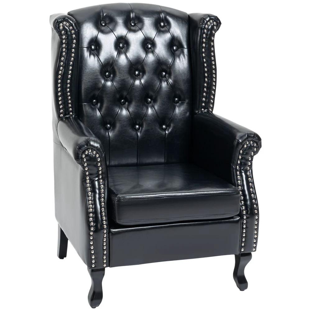 Chesterfield-style Wing Back Armchair Tufted Accent Chair Black by HOMCOM