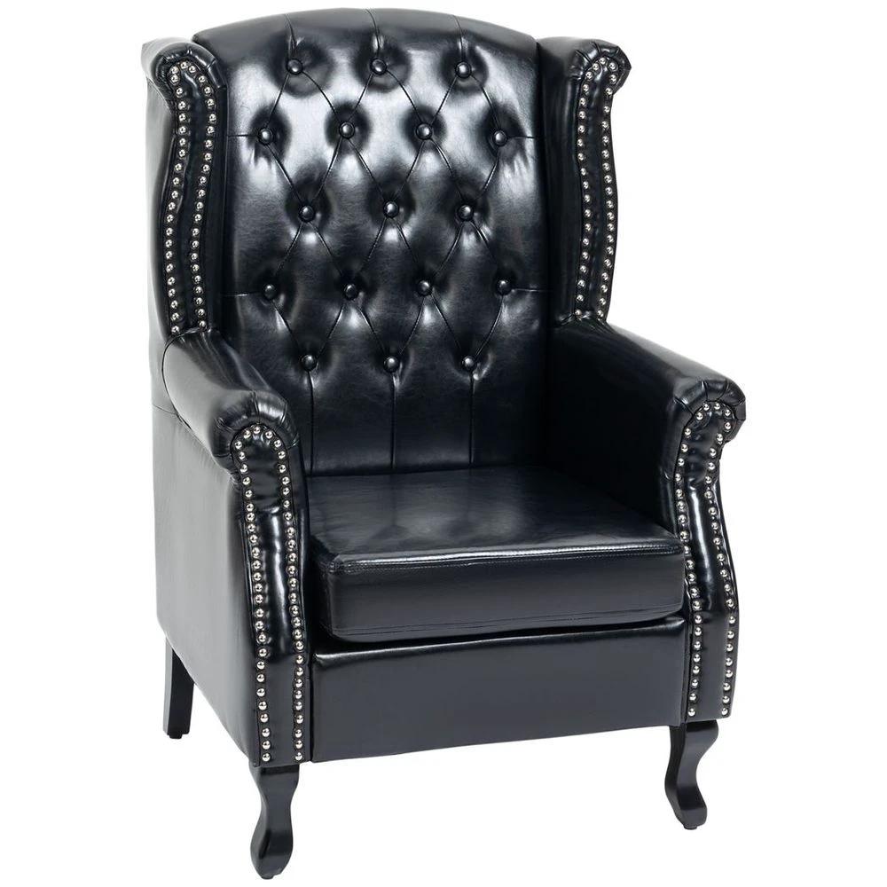 Chesterfield-style Wing Back Armchair Tufted Accent Chair Black by HOMCOM