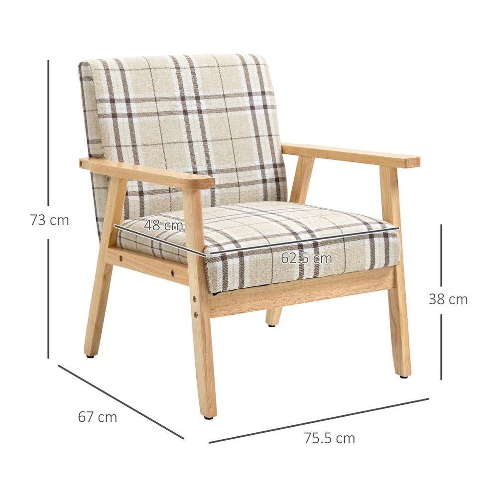 Modern Accent Chairs Upholstered Linen-Feel Living Room Chair Beige by HOMCOM