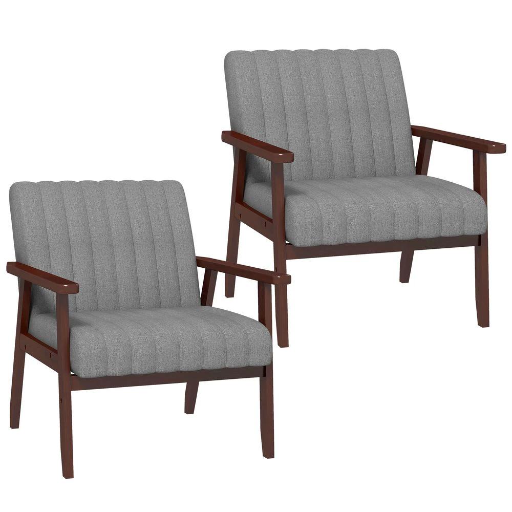 Set of 2 Accent Chairs Modern Armchairs for Bedroom Living Room Grey by HOMCOM