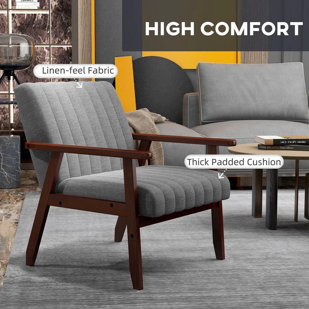 Set of 2 Accent Chairs Modern Armchairs for Bedroom Living Room Grey by HOMCOM