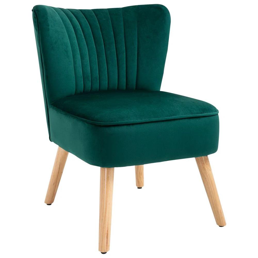 Velvet Accent Chair Occasional Tub Chair for Living Room Bedroom Green by HOMCOM