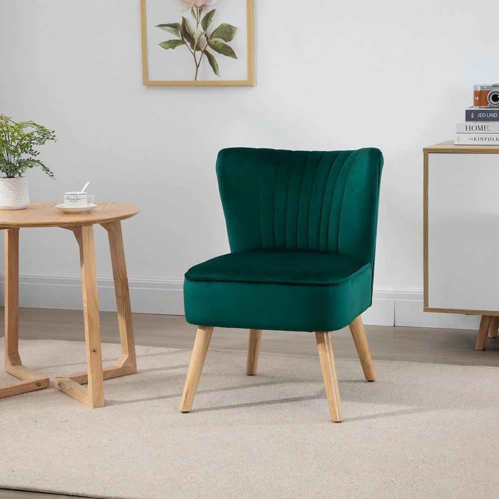 Velvet Accent Chair Occasional Tub Chair for Living Room Bedroom Green by HOMCOM