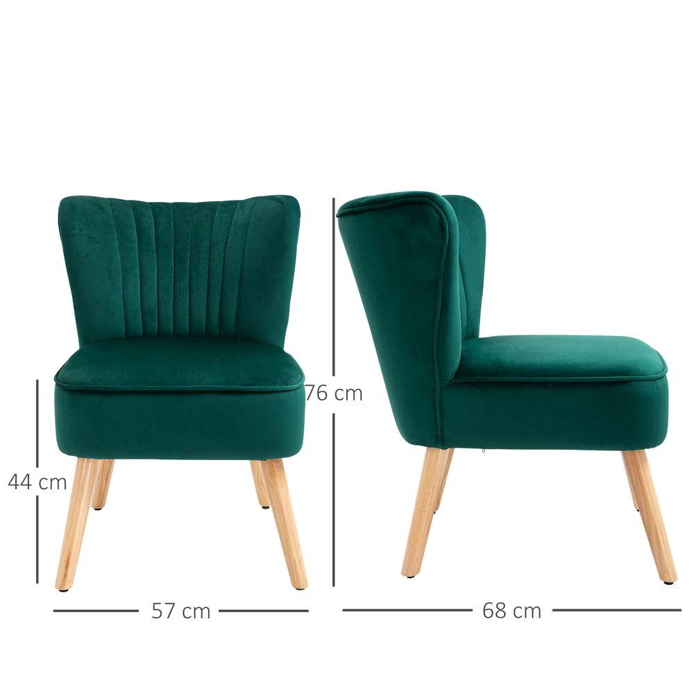 Velvet Accent Chair Occasional Tub Chair for Living Room Bedroom Green by HOMCOM