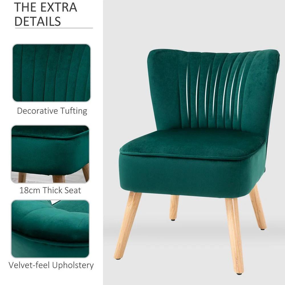 Velvet Accent Chair Occasional Tub Chair for Living Room Bedroom Green by HOMCOM