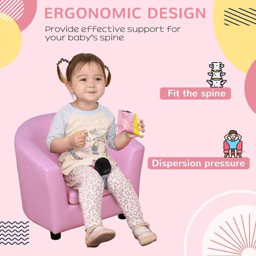 HOMCOM Kids Mini Sofa Children Armchair with Ottoman for Bedroom Playroom Pink by HOMCOM