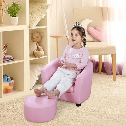 HOMCOM Kids Mini Sofa Children Armchair with Ottoman for Bedroom Playroom Pink by HOMCOM