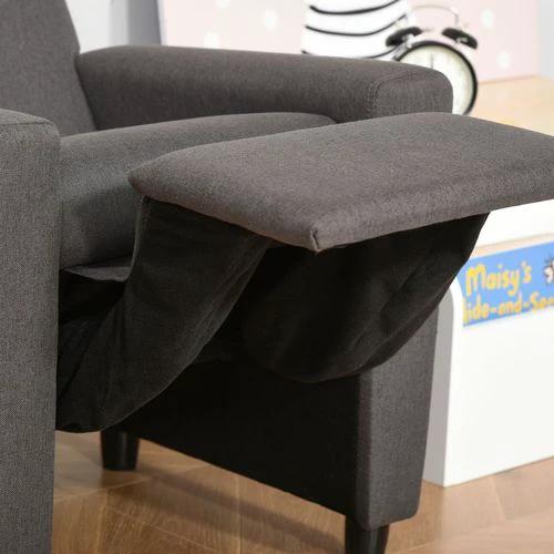 HOMCOM Kids Sofa with Footrest Linen Recliner Armchair Playroom Bedroom Grey by HOMCOM