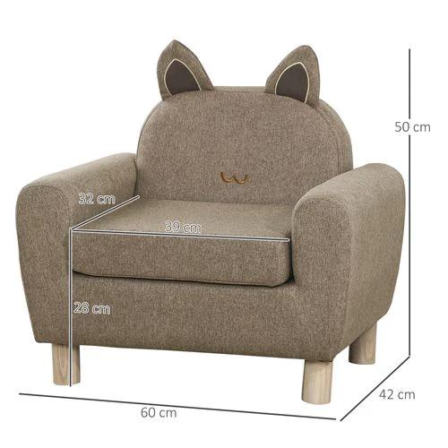 HOMCOM Kids Mini Sofa Toddler Chair Children Armchair for Bedroom Playroom Brown - Armchair