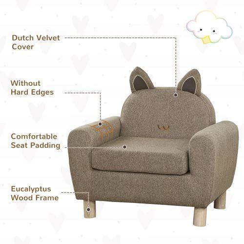 HOMCOM Kids Mini Sofa Toddler Chair Children Armchair for Bedroom Playroom Brown - Armchair