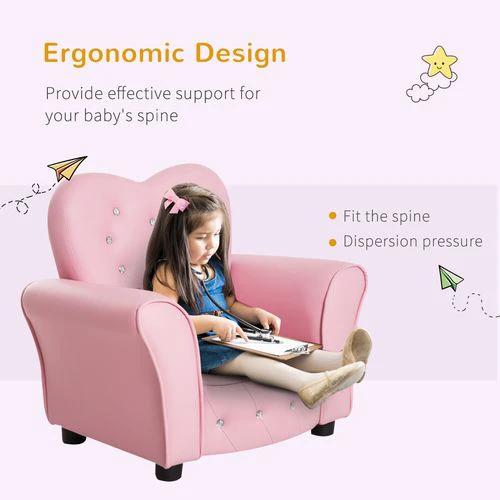 HOMCOM Kids Toddler Sofa Children Armchair Seating Chair Relax Girl Princess Pink - Armchair