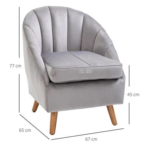 Velvet Fabric Single Sofa Dining Chair Solid Wood Leg For Home Upholstered by HOMCOM
