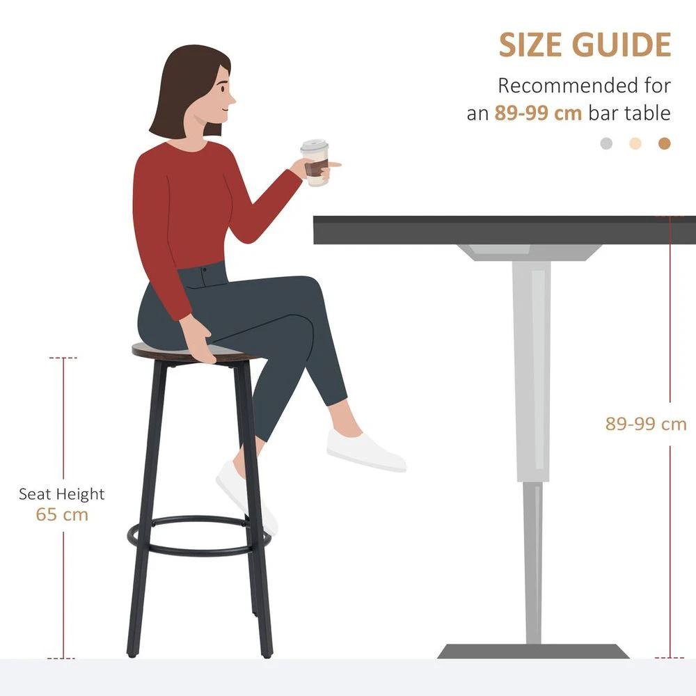 Bar Stools Set of 2 Counter Height Bar Stools for Dining Room Kitchen by HOMCOM