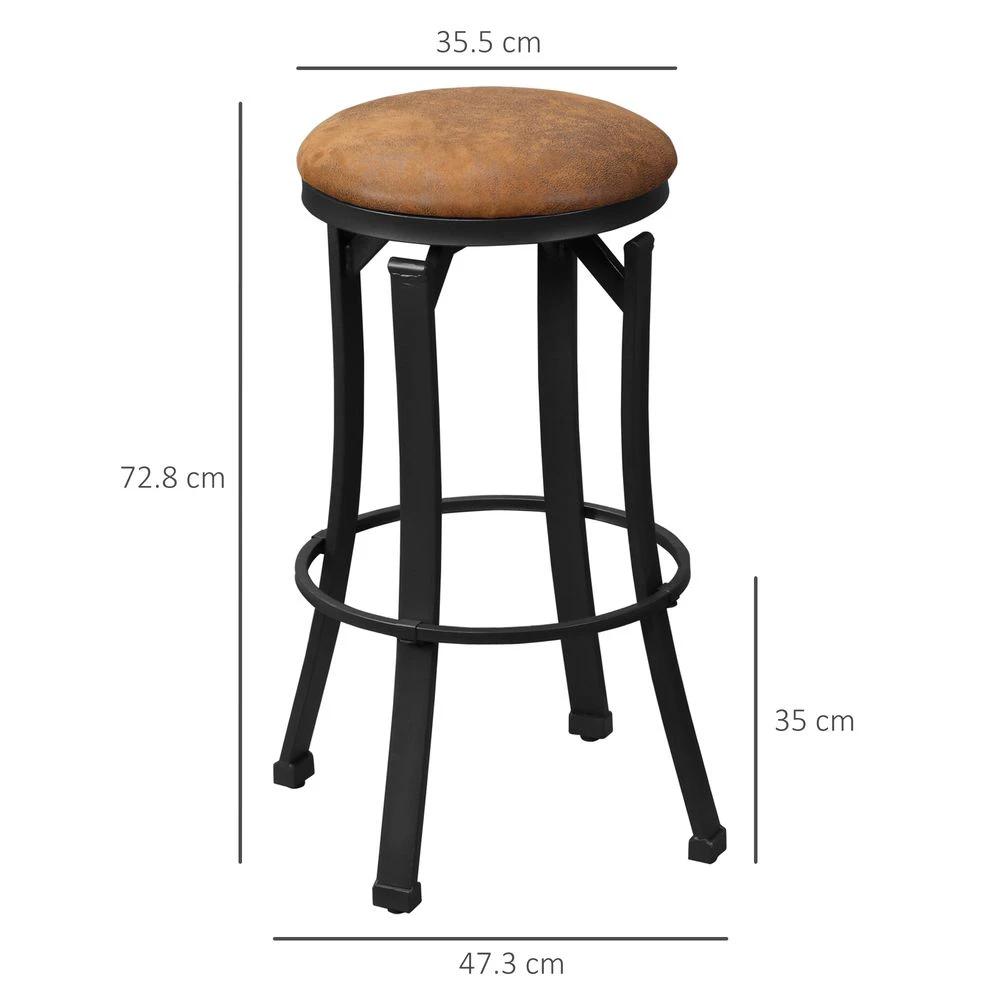 Bar Stools Set of 2 Microfiber Cloth Bar Chairs W/ Steel Legs Brown by HOMCOM