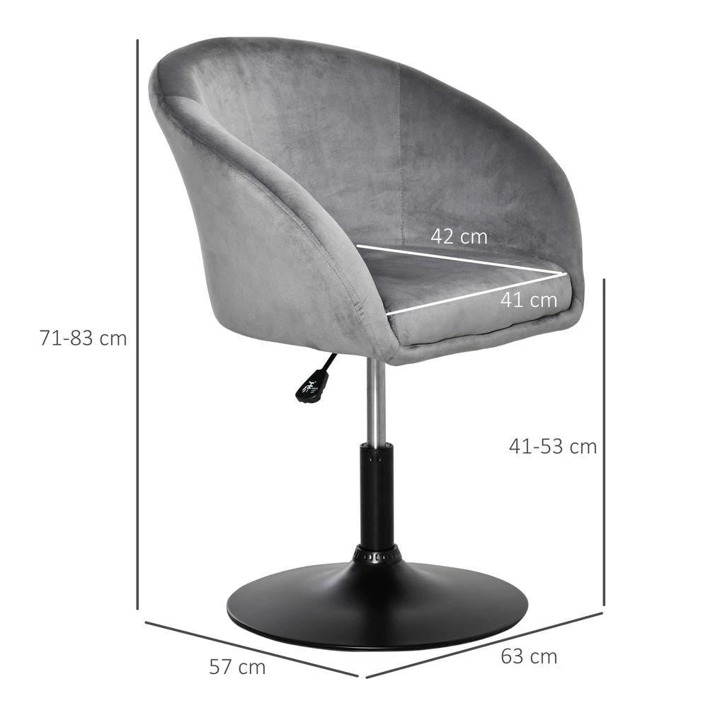 HOMCOM Swivel Bar Stool Fabric Dining Chair Dressing Stool Tub Seat Grey - Uncategorized Bar Stool