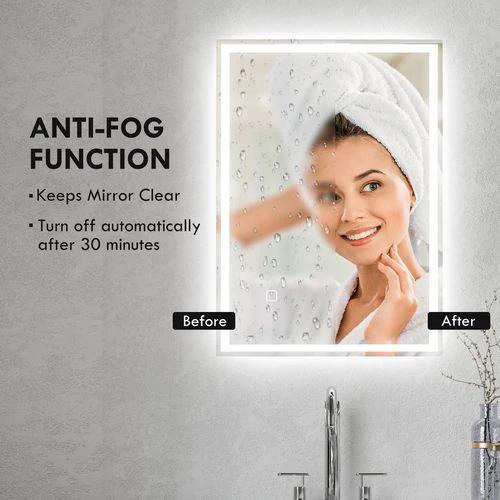 HOMCOM kleankin Illuminated Bathroom Mirror with LED Lights, 3 Colours, Defogging Film - Bathroom Lights