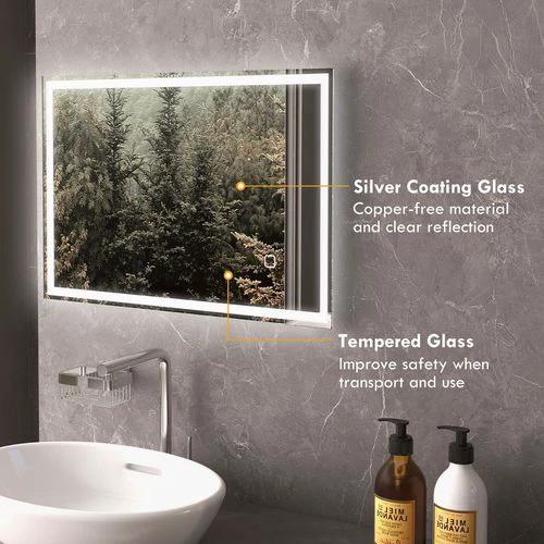 HOMCOM kleankin Illuminated Bathroom Mirror with LED Lights, 3 Colours, Defogging Film - Bathroom Lights