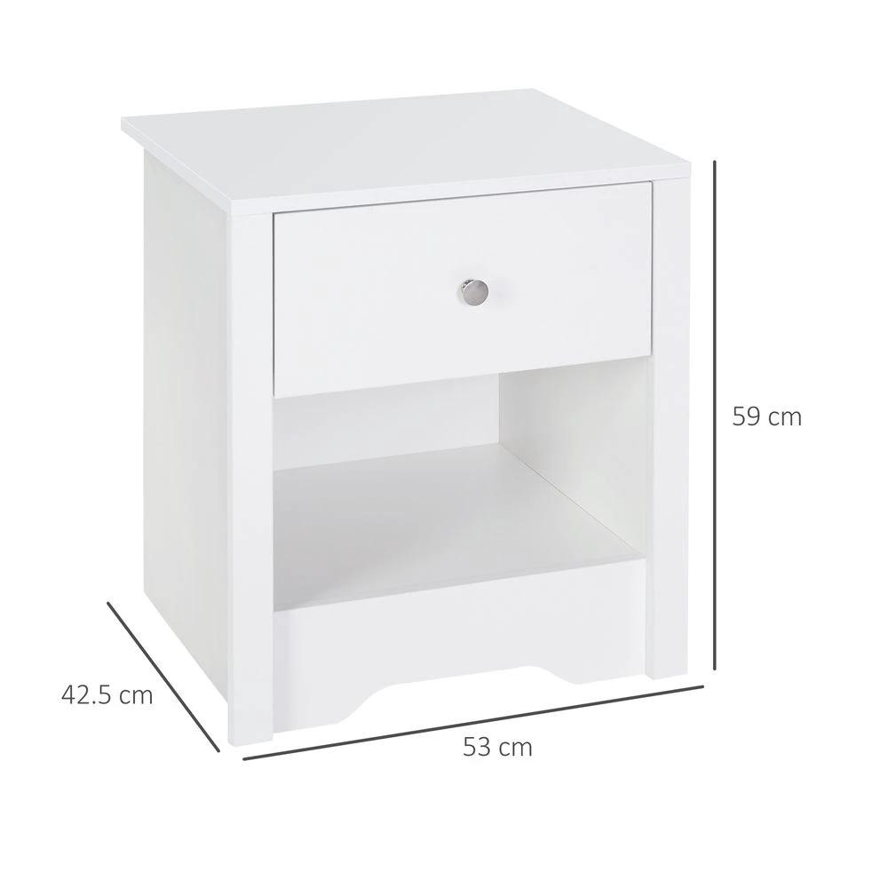 53Wx42.5Dx59H cm Bedside Table-White by HOMCOM