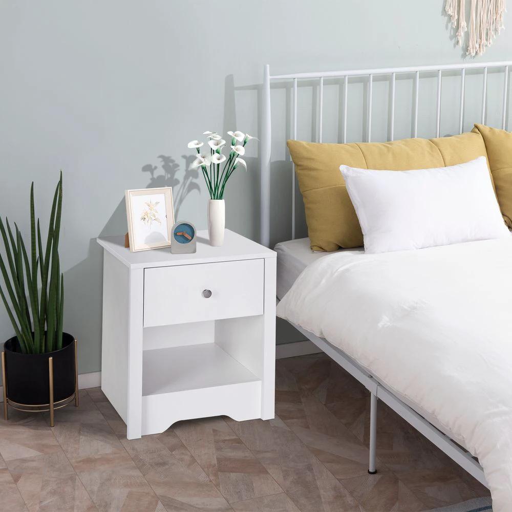 53Wx42.5Dx59H cm Bedside Table-White by HOMCOM