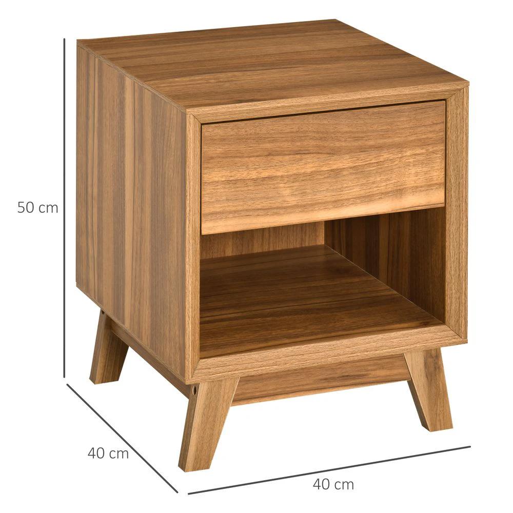 Bedside Table Storage Organizer Side Table Drawer and Shelf Bedroom by HOMCOM
