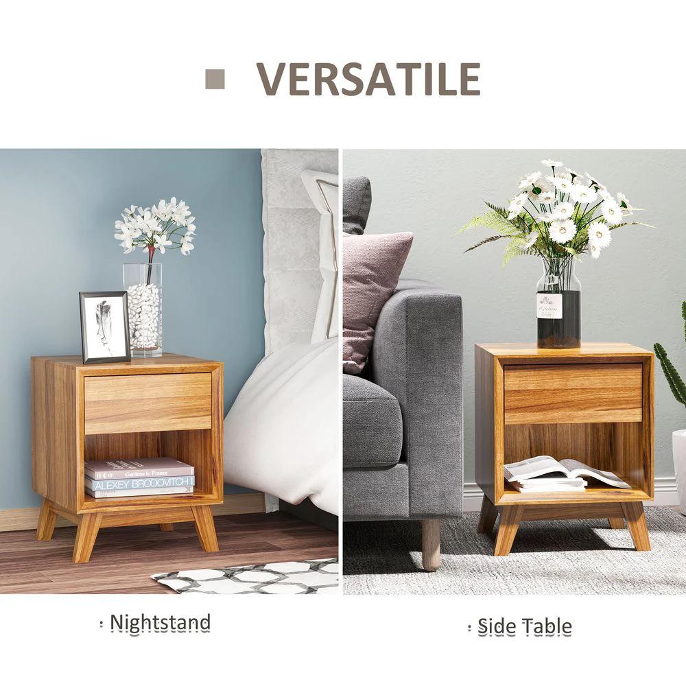 Bedside Table Storage Organizer Side Table Drawer and Shelf Bedroom by HOMCOM