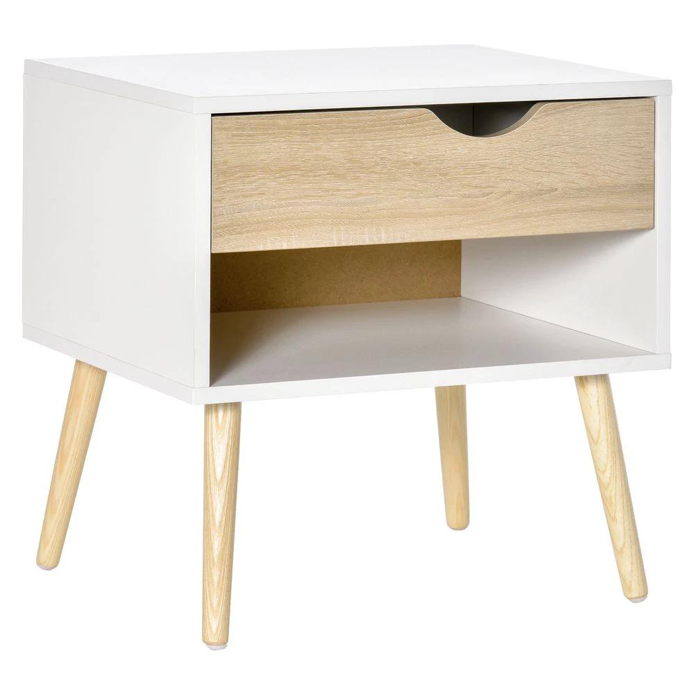 Bedside Table with Drawer and Shelf, Modern Nightstand, End Table by HOMCOM
