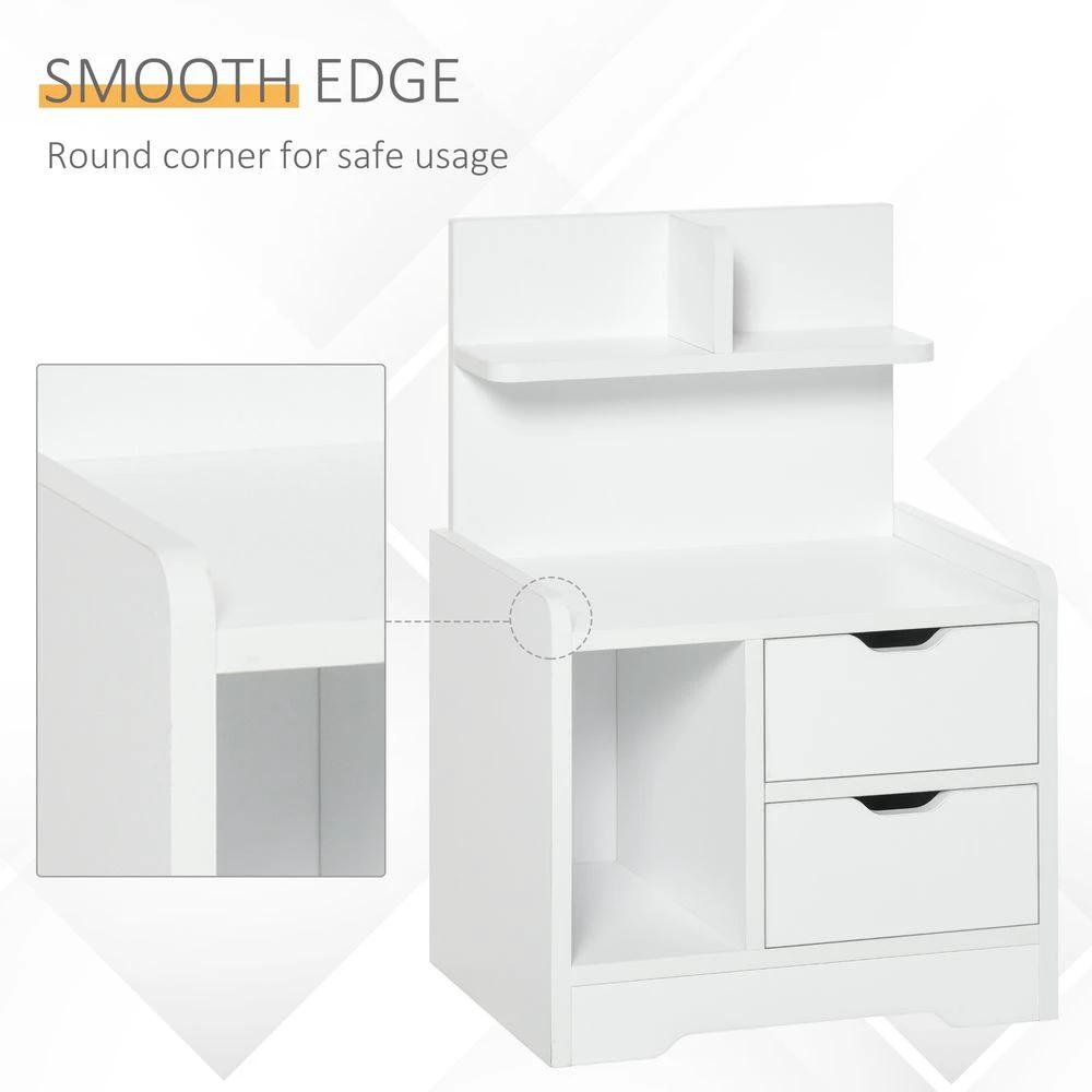 Modern Bedside Table w/2 Drawer and Storage Shelves Chest for Bedroom by HOMCOM