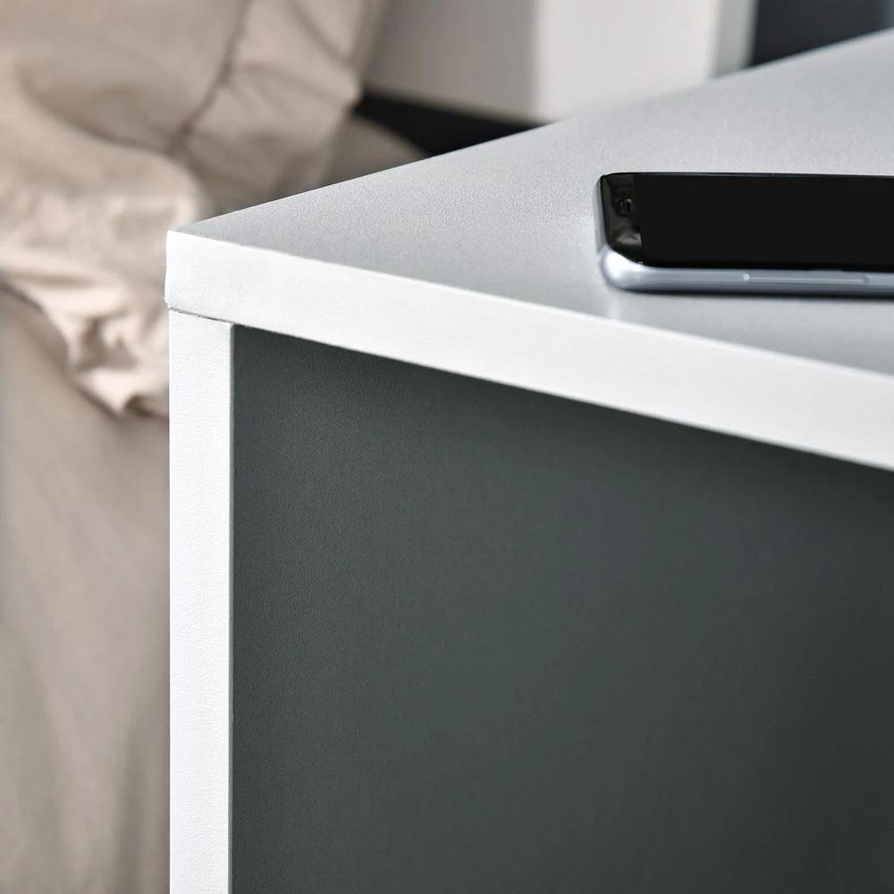 Modern Side Table Three Layer Bedside Table w/ Storage Shelves, Grey by HOMCOM
