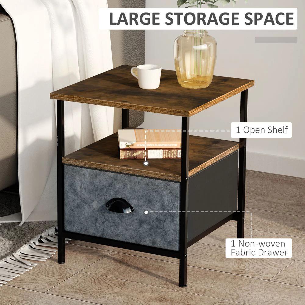 Side Table Vintage Nightstand Coffee Table w/ Drawer for Living Room by HOMCOM