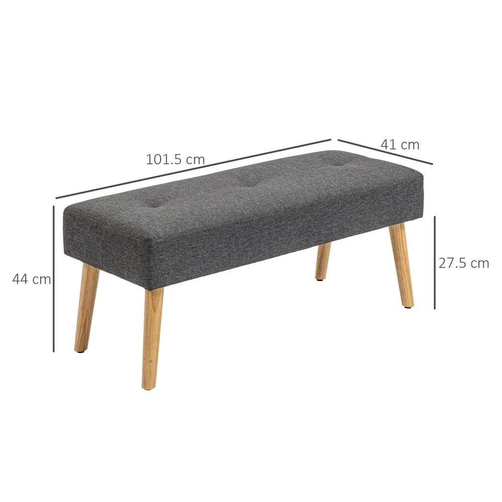 Upholstered Bed End Bench Ottoman Tufted Linen Entryway Living Room by HOMCOM