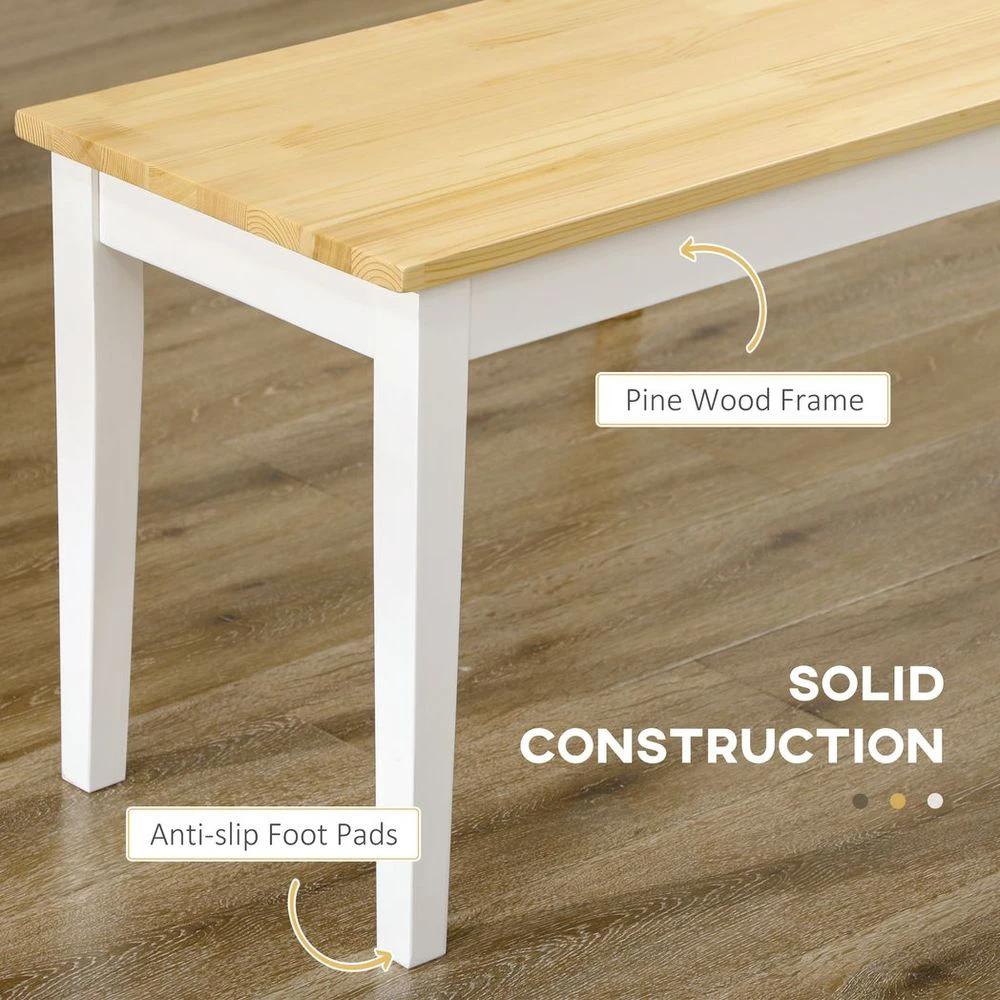 HOMCOM Wood Dining Bench Wooden Bench for 2 People, Natural Wood Effect - Uncategorized Bench