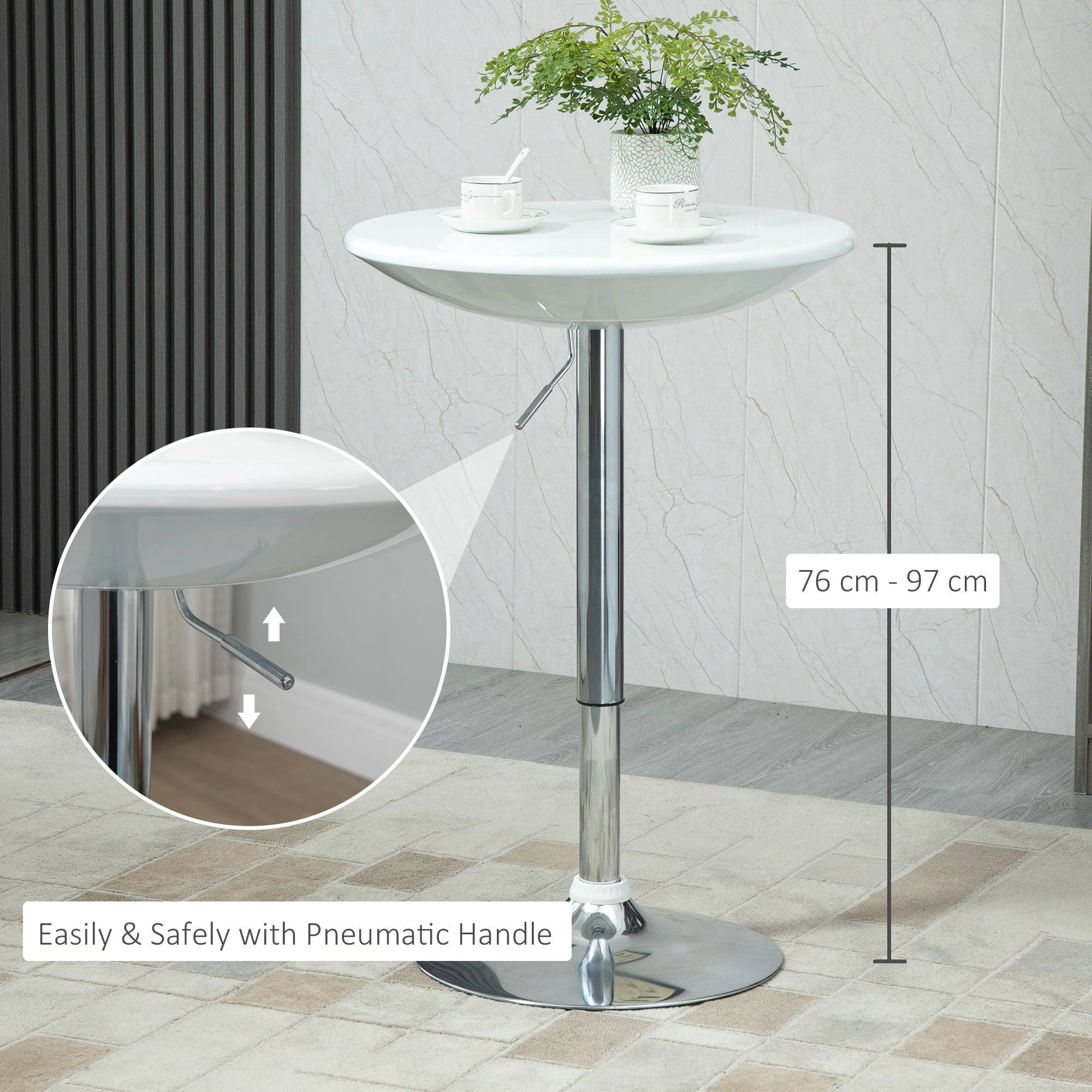 Painted Top Bistro Pub Table Adjustable Swivel Counter Home White by HOMCOM