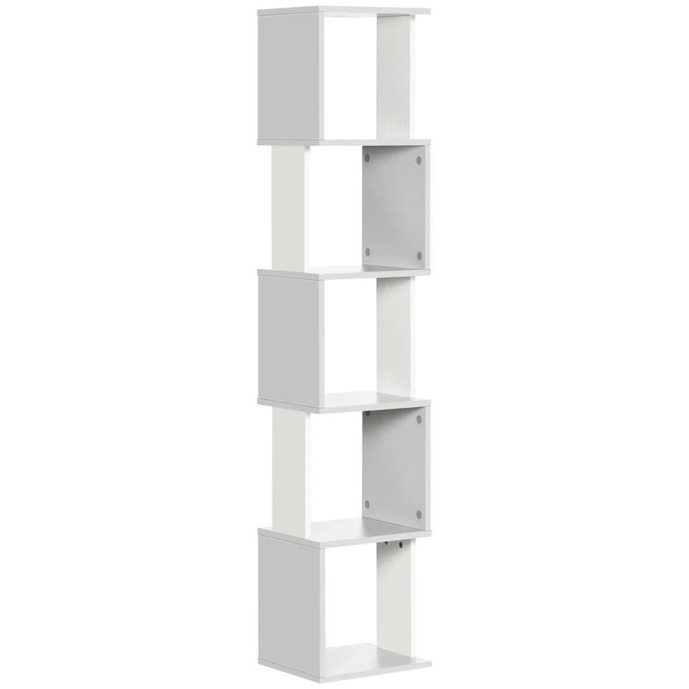 5-Tier Bookshelf, Freestanding Bookcase Storage Shelving Light Grey by HOMCOM